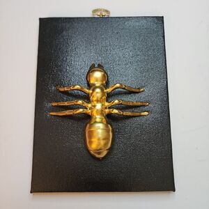 Handmade by Me Bug Art Gold Ant In Black Canvas